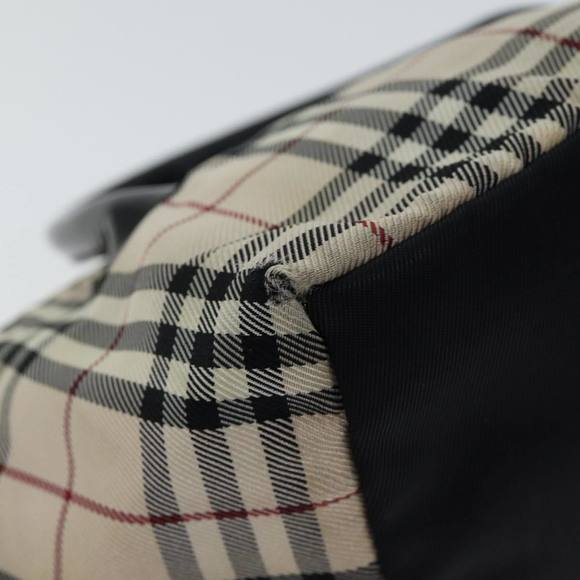 BURBERRY Nova Check Blue Label Hand Bag Nylon Beige Auth kk225 - Picture 16 of 16